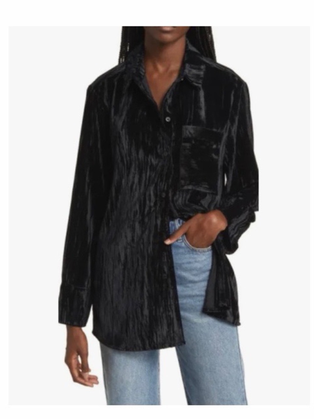 Treasure & Bond Crushed Velvet Oversized Long Sleeve Shirt